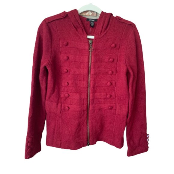 NWT Cupio Medium Rumba Red Hooded Full Zip Military Style Jacket Women's - Picture 1 of 14